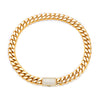 Wholesale Hiphop Stainless Steel Cuban Chain Micropaved Zircon Buckle Necklace With Geometric Pattern 18K Gold Electroplated