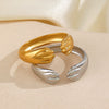 Wholesale Hiphop Stainless Steel Goldplated Opening Adjustable Ring For Ladies