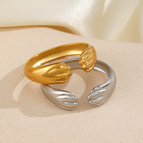 Wholesale Hiphop Stainless Steel Goldplated Opening Adjustable Ring For Ladies