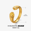 Wholesale Hiphop Stainless Steel Goldplated Opening Adjustable Ring For Ladies