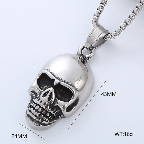 Wholesale Hiphop Street Necklace Titanium Steel Retro Exaggerated Skull Punk Style Geometric Polished