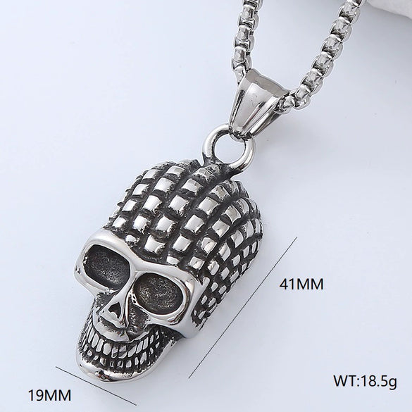 Wholesale Hiphop Street Necklace Titanium Steel Retro Exaggerated Skull Punk Style Geometric Polished