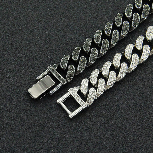 Wholesale Hiphop Style Alloy Cuban Chain Bracelet With Diamond And Geometric Pattern For Men