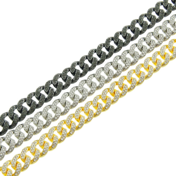 Wholesale Hiphop Style Alloy Cuban Chain Bracelet With Diamond And Geometric Pattern For Men