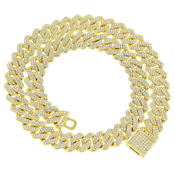 Wholesale Hiphop Style Alloy Cuban Chain Men's Necklace With Geometric Diamond Design