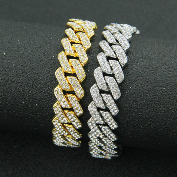 Wholesale Hiphop Style Alloy Cuban Chain Men's Necklace With Geometric Diamond Design