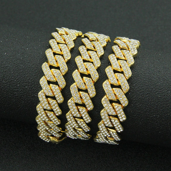 Wholesale Hiphop Style Alloy Cuban Chain Men's Necklace With Geometric Diamond Design