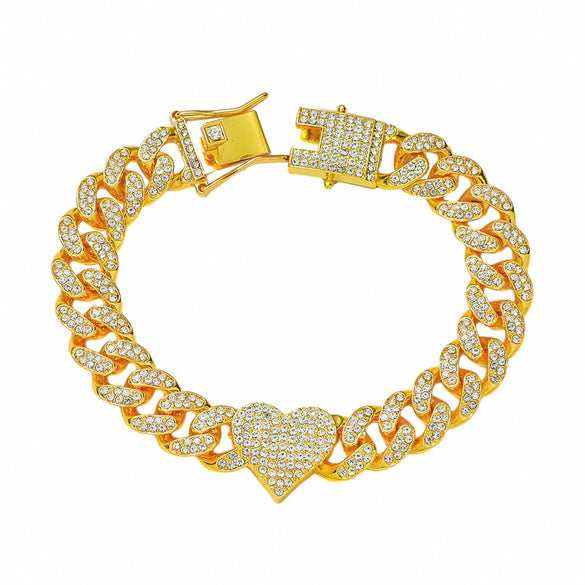 Wholesale Hiphop Style Alloy Heart Shaped Electroplated Bracelet For Men And Women