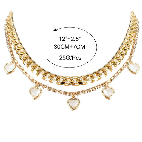 Wholesale Hiphop Style Alloy Heartshaped Pendant Necklace With Thick Snake Bone Chain And Electroplating Treatment