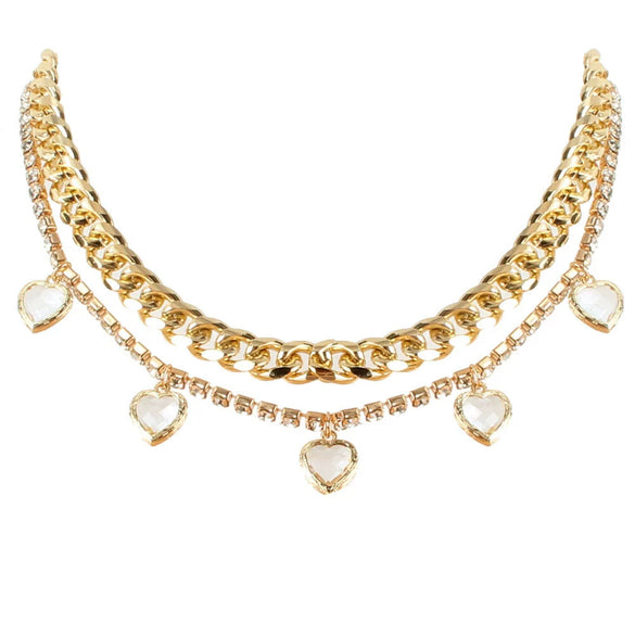 Wholesale Hiphop Style Alloy Heartshaped Pendant Necklace With Thick Snake Bone Chain And Electroplating Treatment