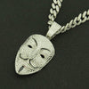 Wholesale Hiphop Style Alloy Mask Pendant Necklace With Geometric Design And Full Diamond Decoration On Cuban Chain