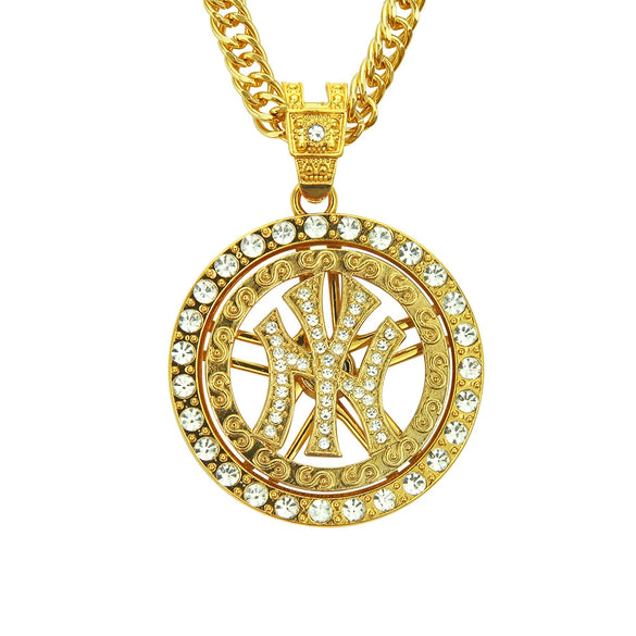 Wholesale Hiphop Style Alloy Necklace With Diamond And Geometric Symbol Logo Pendant For Men