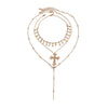 Wholesale Hiphop Style Alloy Pendant Long Necklace With Star Shape And Geometric Pattern Electroplated For Women