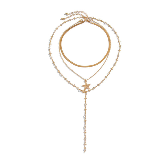 Wholesale Hiphop Style Alloy Pendant Long Necklace With Star Shape And Geometric Pattern Electroplated For Women