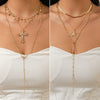 Wholesale Hiphop Style Alloy Pendant Long Necklace With Star Shape And Geometric Pattern Electroplated For Women