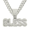 Wholesale Hiphop Style Alloy Pendant Necklace With Diamond And Letter Design Cuban Chain