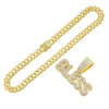 Wholesale Hiphop Style Alloy Pendant Necklace With Diamond And Letter Design Cuban Chain