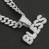 Wholesale Hiphop Style Alloy Pendant Necklace With Diamond And Letter Design Cuban Chain