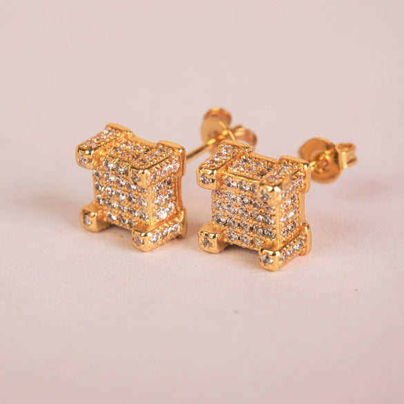 Wholesale Hiphop Style Copper Earrings With Microinlaid Zircon And Geometric Pattern