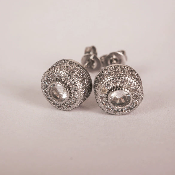 Wholesale Hiphop Style Copper Earrings With Microinlaid Zircon And Geometric Pattern