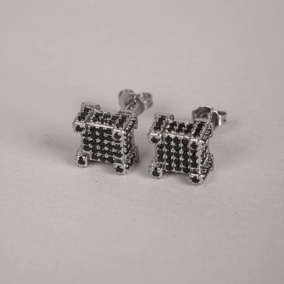 Wholesale Hiphop Style Copper Earrings With Microinlaid Zircon And Geometric Pattern