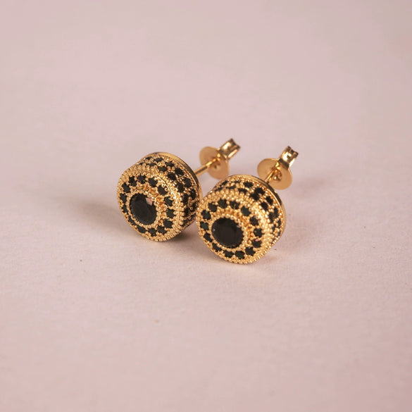 Wholesale Hiphop Style Copper Earrings With Microinlaid Zircon And Geometric Pattern