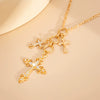 Wholesale Hiphop Style Geometric Alloy And Iron Chain Pendant Necklace With Rhinestones Electroplated For Women