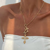 Wholesale Hiphop Style Geometric Alloy And Iron Chain Pendant Necklace With Rhinestones Electroplated For Women