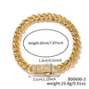 Wholesale Hiphop Style Geometric Copper Cuban Bracelet With Microinlaid Zirconia