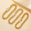 Wholesale Hiphop Style Geometric Copper Cuban Bracelet With Microinlaid Zirconia