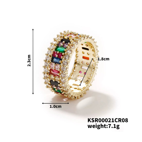 Wholesale Hiphop Style Geometric Copper Inlaid Zircon Electroplated Ring