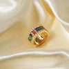 Wholesale Hiphop Style Geometric Copper Inlaid Zircon Electroplated Ring