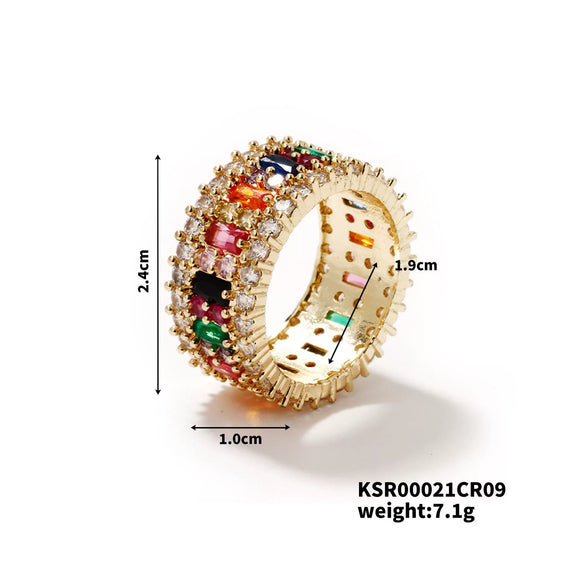 Wholesale Hiphop Style Geometric Copper Inlaid Zircon Electroplated Ring