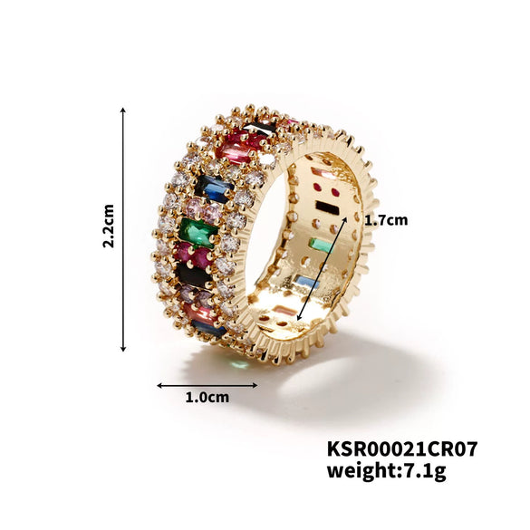 Wholesale Hiphop Style Geometric Copper Inlaid Zircon Electroplated Ring