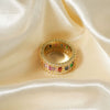 Wholesale Hiphop Style Geometric Copper Inlaid Zircon Electroplated Ring