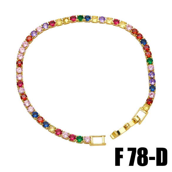 Wholesale Hiphop Style Geometric Zircon Inlaid Copper 18K Bracelet For Women