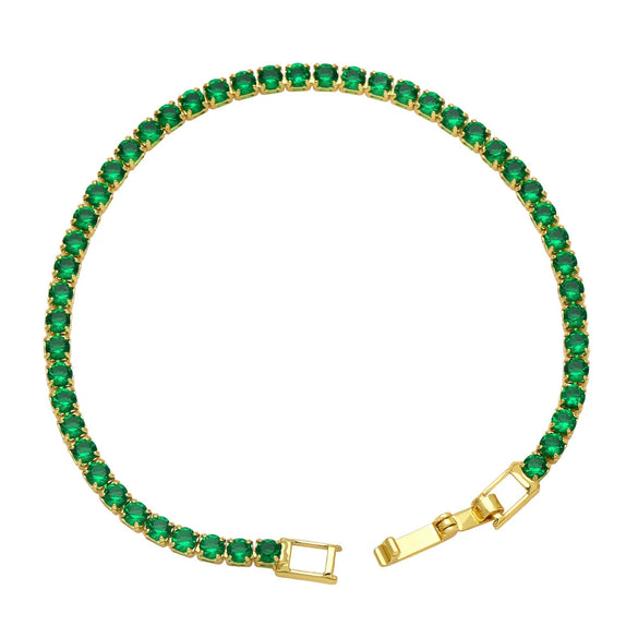 Wholesale Hiphop Style Geometric Zircon Inlaid Copper 18K Bracelet For Women
