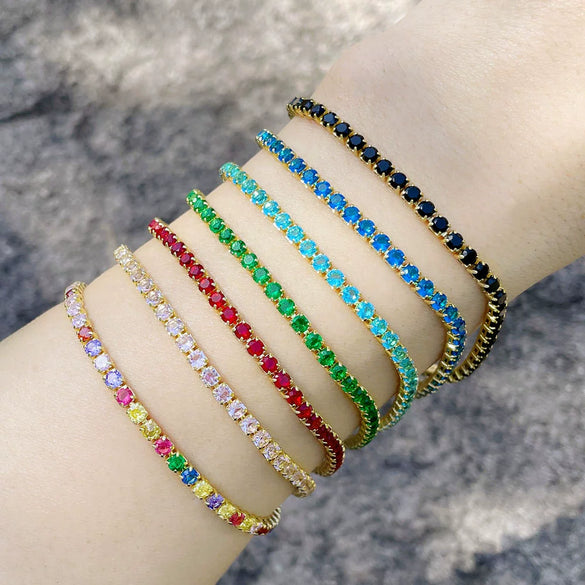 Wholesale Hiphop Style Geometric Zircon Inlaid Copper 18K Bracelet For Women