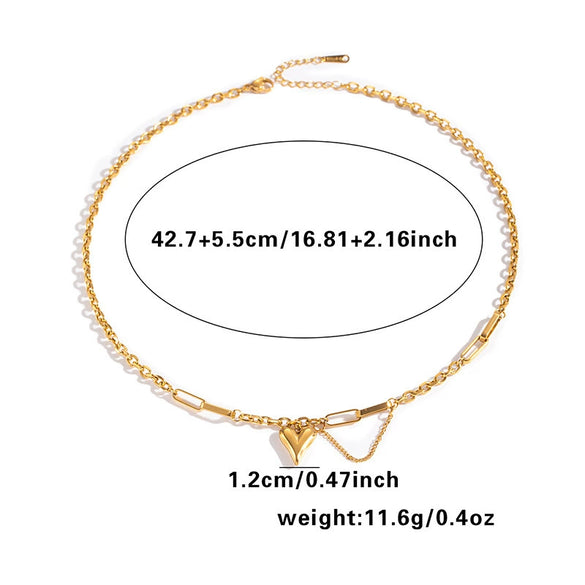 Wholesale Hiphop Style Heart Shape Titanium Steel Bamboo Chain Bracelet And Necklace With Electroplating Design