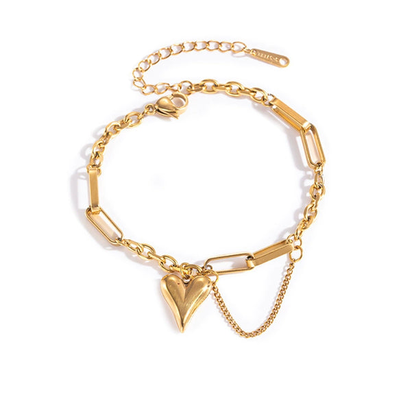 Wholesale Hiphop Style Heart Shape Titanium Steel Bamboo Chain Bracelet And Necklace With Electroplating Design