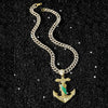 Wholesale Hiphop Style Religious Anchor Pendant Necklace Alloy Material Electroplating Treatment Cuban Chain