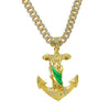 Wholesale Hiphop Style Religious Anchor Pendant Necklace Alloy Material Electroplating Treatment Cuban Chain