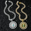 Wholesale Hiphop Style Religious Rotation Statue Pendant Necklace Alloy Material Electroplating Treatment Cuban Chain Style For Men