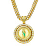 Wholesale Hiphop Style Religious Rotation Statue Pendant Necklace Alloy Material Electroplating Treatment Cuban Chain Style For Men
