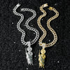 Wholesale Hiphop Style Religious Statue Pendant Necklace Zinc Alloy Cuban Chain Electroplating