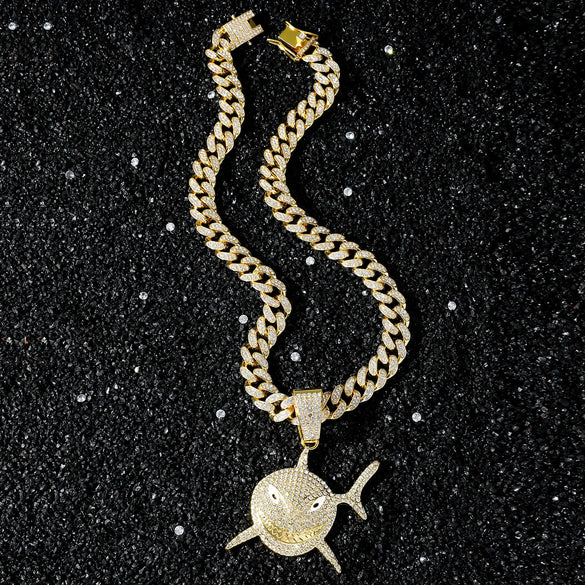 Wholesale Hiphop Style Shark Pendant Necklace Zinc Alloy Material Electroplating Treatment For Men