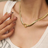 Wholesale Hiphop Style Stainless Steel And Titanium Steel Geometric Love Necklace With Electroplating Cuban Chain