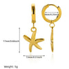 Wholesale Hiphop Style Stainless Steel Animal Zodiac Starfish Conch Pendant Earrings Electroplated