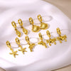 Wholesale Hiphop Style Stainless Steel Animal Zodiac Starfish Conch Pendant Earrings Electroplated