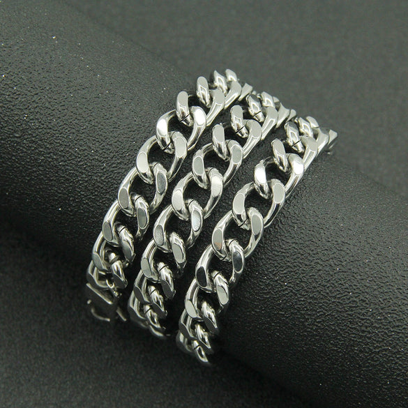 Wholesale Hiphop Style Stainless Steel Geometric Cuban Chain Necklace With Electroplating